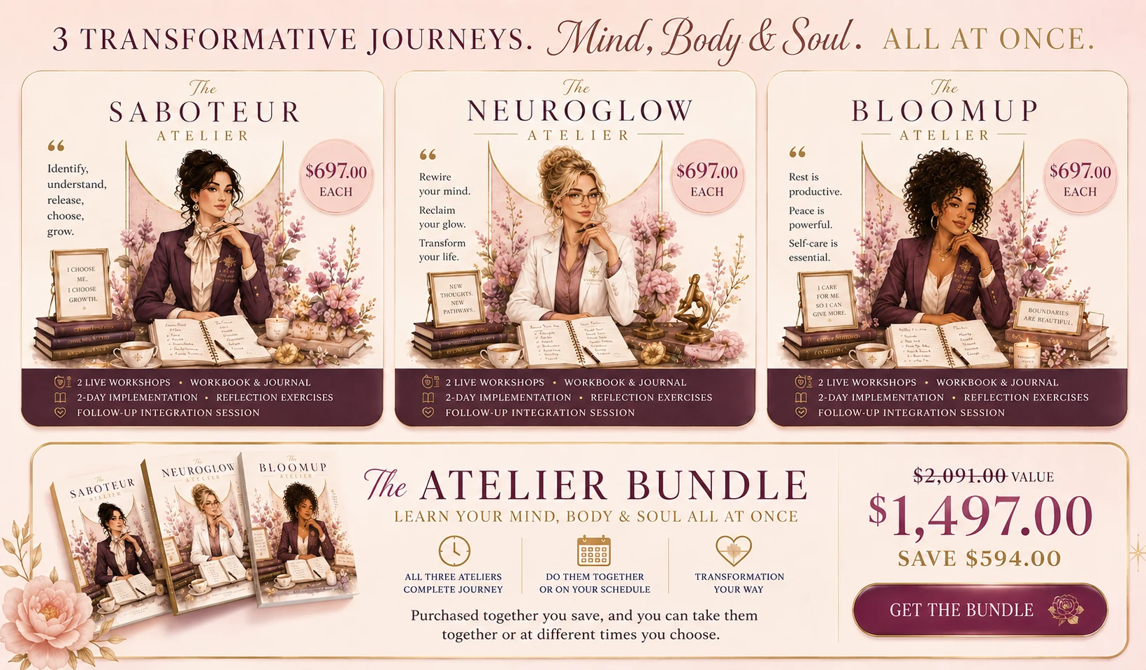 The Atelier Bundle. All three Ateliers, Saboteur, NeuroGlow, and BloomUp. $2,091 value, $1,497, save $594.